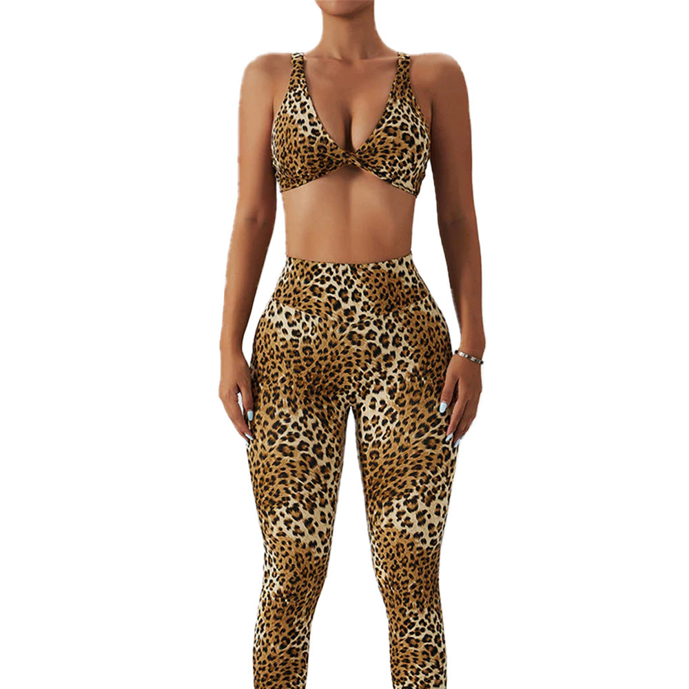 Leopard Twist Leggings with Sports Top