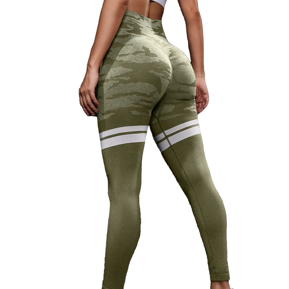 Seamless Camo Leggings with Pocket Green