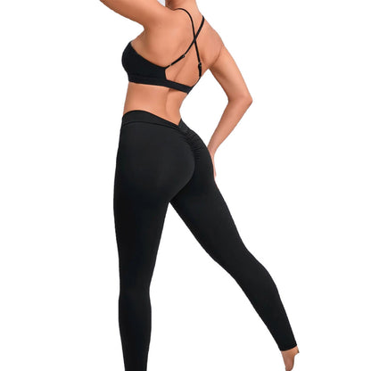 Arianna Scrunch Leggings and Crop Top Jet Black