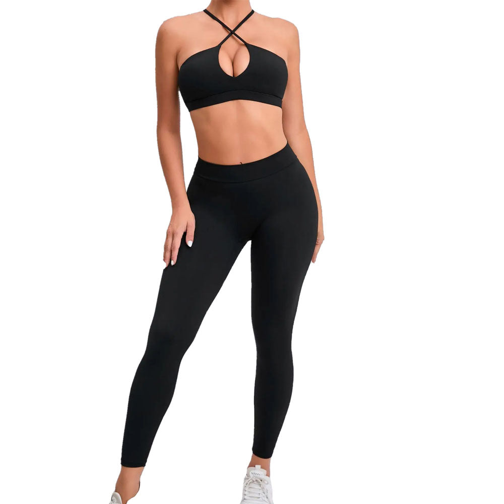 Arianna Scrunch Leggings and Crop Top Jet Black