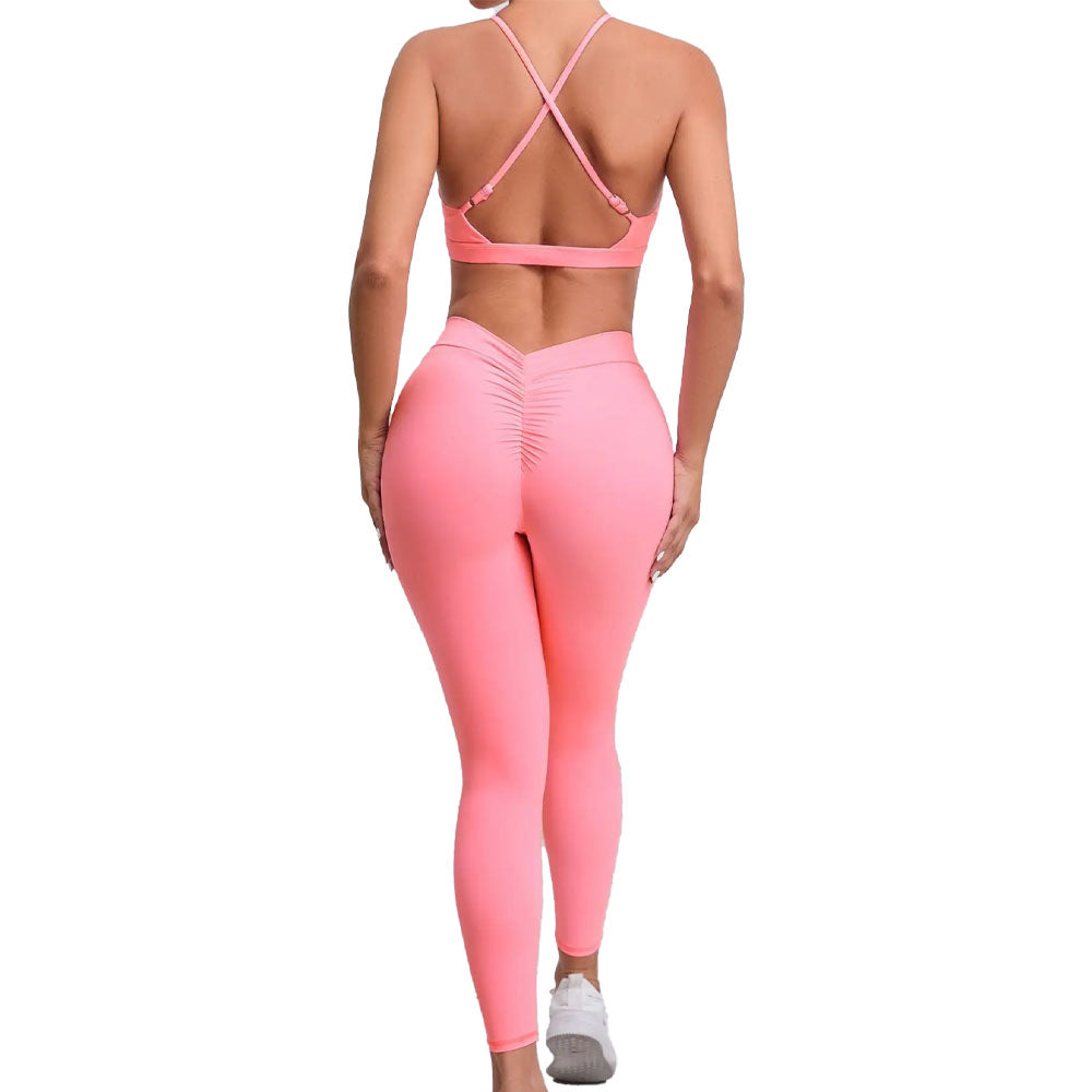 Arianna Scrunch Leggings and Crop Top Pink