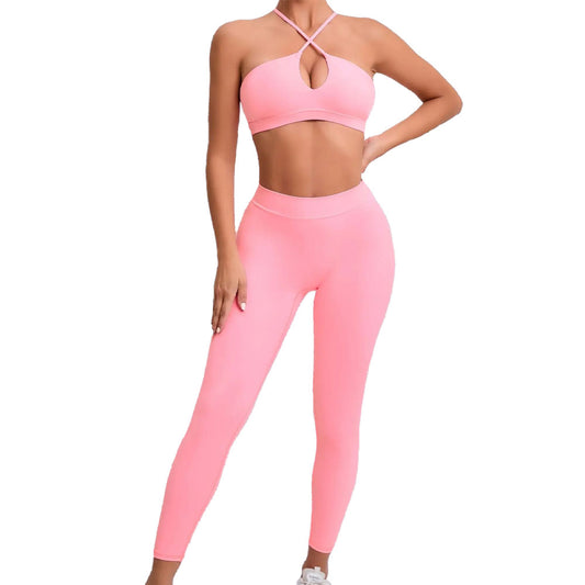 Arianna Scrunch Leggings and Crop Top Pink