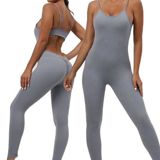 Baller Babe Backless Bodysuit Full Leggings Grey