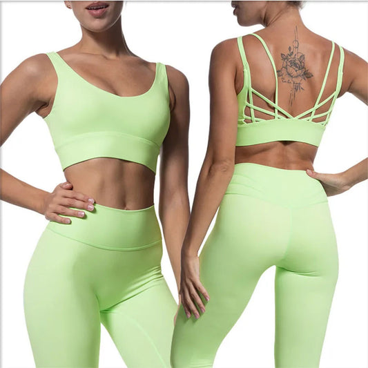 Butterfly Back Sports Bra with Leggings (SET) Green