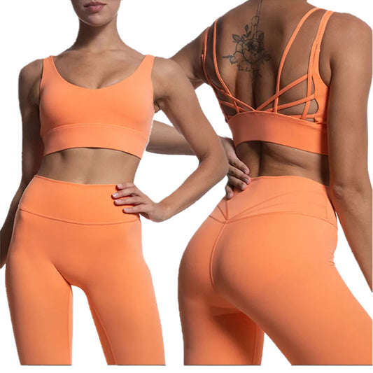 Butterfly Back Sports Bra with Leggings (SET) Orange