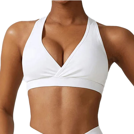 Cosmo White V crop top by Baller babe