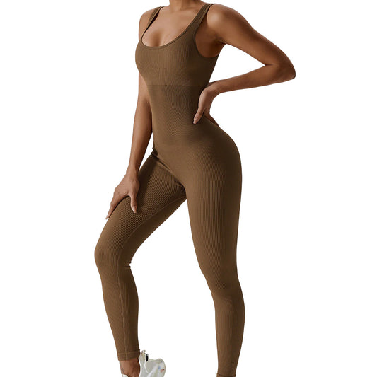 Baller Babe Seamless Bodysuit Ribbed in Brown