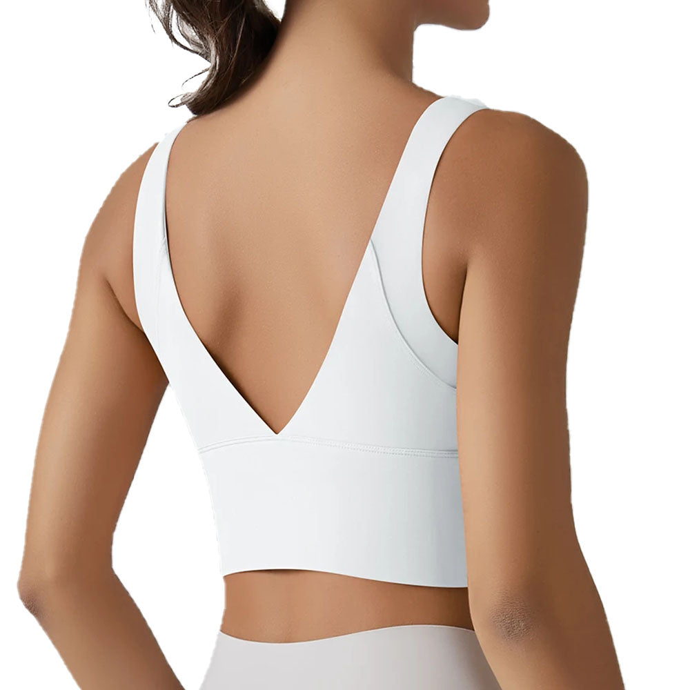 Ivy womens V Back crop top White