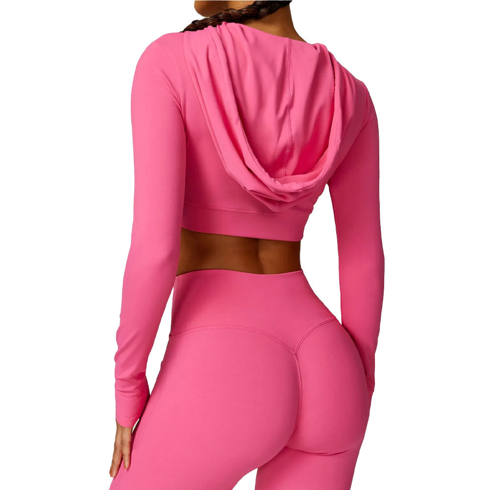 KALISI Long Sleeve Cropped Jumper with Leggings SET Pink