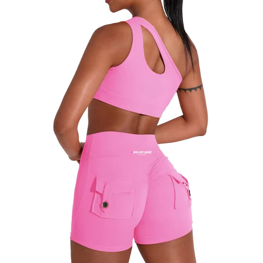 Miami Cargo Shorts with Off Shoulder Crop Top Set