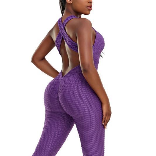 Baller Babe Racerback Jumpsuit  Push Up Scrunch Leggings Purple