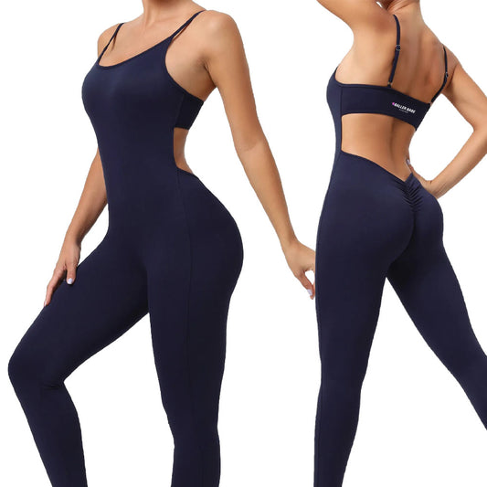 Baller Babe Backless Bodysuit Full Leggings Navy Blue