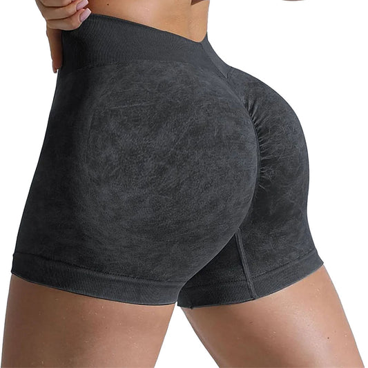 Baller Babe Stonewash V Gym Shorts Black