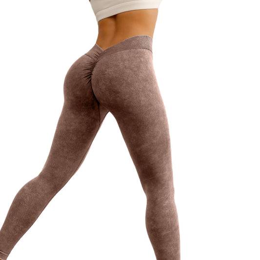 Baller Babe Stonewash V back Leggings Brown