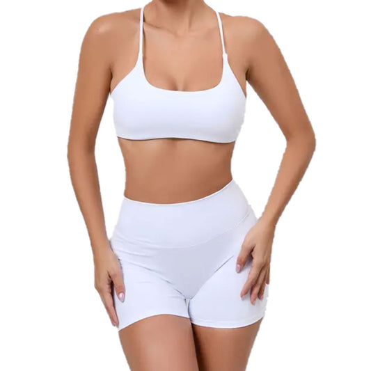 Baller Babe Crop Top with Scrunch Shorts White