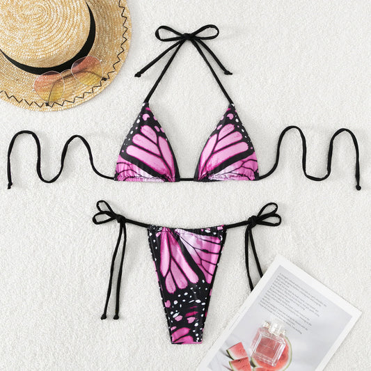 Butterfly Bikini String Top and Bottom Pink (Set)