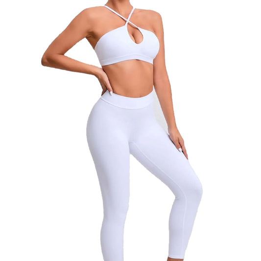 Arianna Scrunch Leggings and Crop Top White