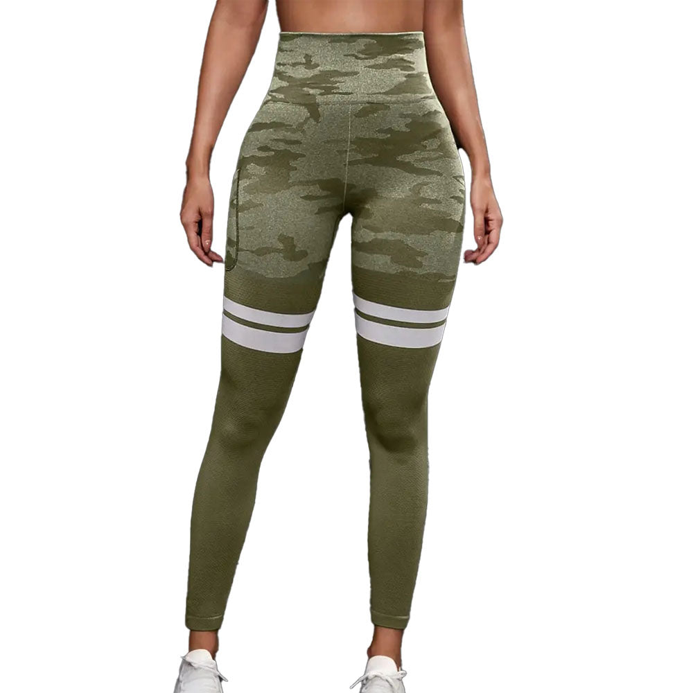 Bombshell Sportswear Pocket 2024 Thigh-High Leggings in Army Camo