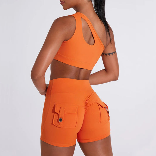 Miami Cargo Shorts with Off Shoulder Crop Top Set