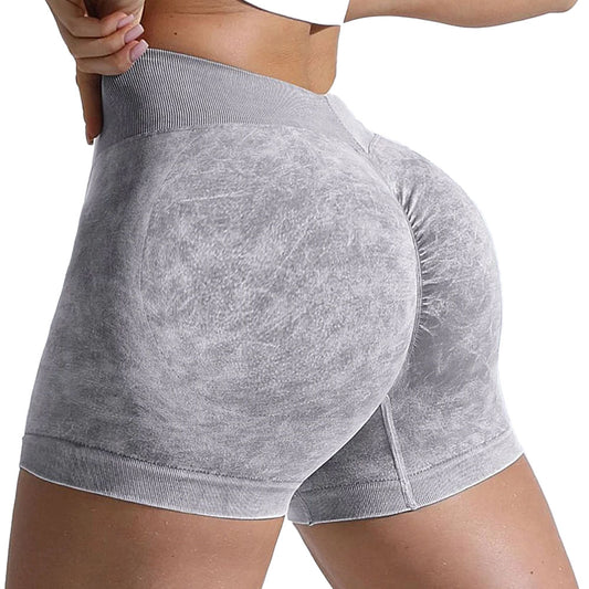 Baller Babe Stonewash V Gym Shorts Grey