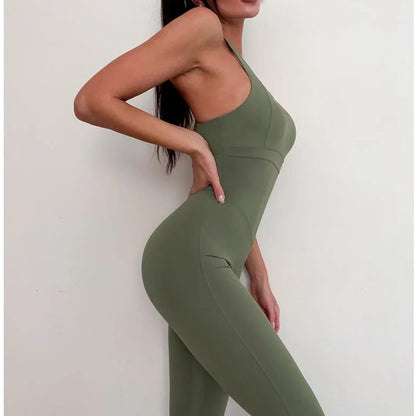 khaki olive green womens gym playsuit bodysuit unitard