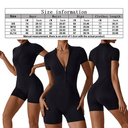 Active bodysuit jumpsuit black with zip shorts sleeves party outfit designer gym onsie australia