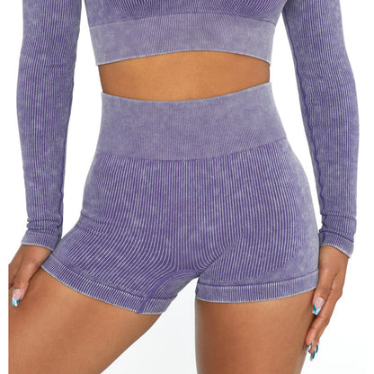 womens seamless workout shorts scrunch butt purple
