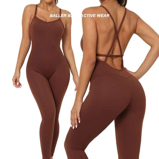 choclate brown sports bodysuit yoga onsie australia one piece gymwear