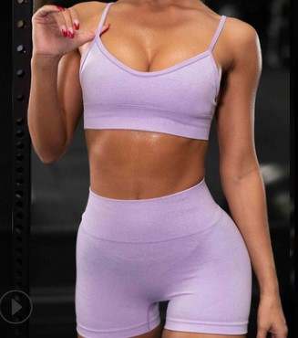 seamless activewear set crop top and shorts