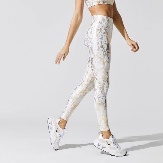 Snake Metallic Leggings in White Gold